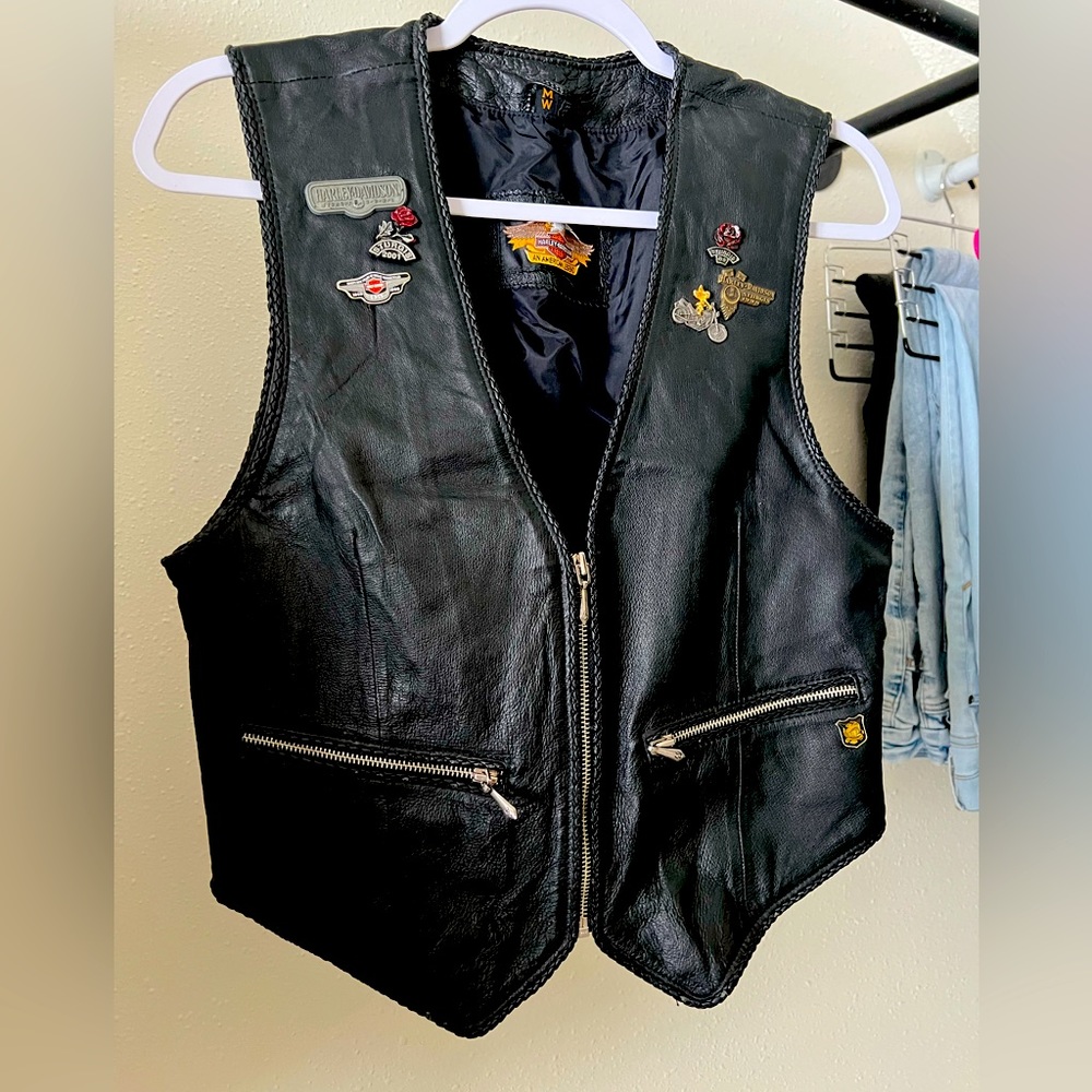 Vintage Leather Harley-Davidson Vest Ladies Medium